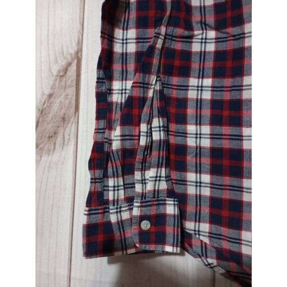 Eddie Bauer Shirt Ladies Small Navy Red Button Front - Picture 4 of 7